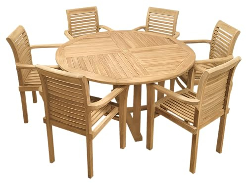 Endorphin Gartenmöbel-Set aus Teakholz, 7-teilig mit 140cm Tisch