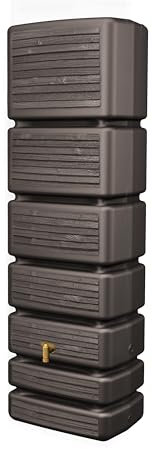 4rain Slim Wood Decor Regentonne 350 Liter Darkwood - Wandtank, Wassertank, Regenfass, Regenwassertonne, Regenwassertank, Wasserbehälter, Wasserfass, Wassertonnen für Garten, Wassertonne