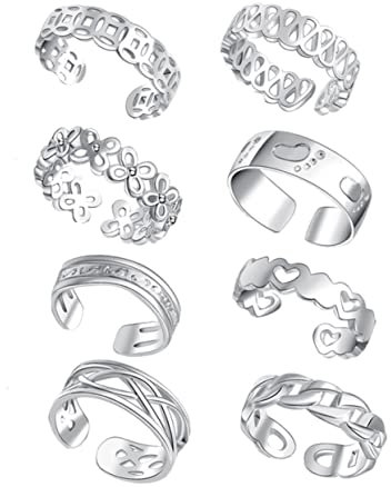 LALADEFIEE 8stücke Teiliges Verstellbares Zehenring Silberfarbenem Kupfer Modischer Leichter Fußschmuck Für Damen Atmungsaktiv Geeignet Für Strand Alltag Und Festliche Anlässe