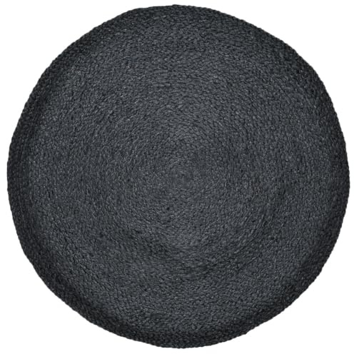 Boho Teppich Abrila handgefertigt aus Jute in Schwarz 100 cm im Trend