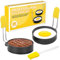 Fonyiunce 2 Pezzi Stampo Pancake, Stampo per Uova in Acciaio Inox, Antiaderenti per Uova Fritte con Manici, Stampo con pennello a olio Anelli, per Cuocere Uova Fritte, Pancake, Omelette e Molto Altro