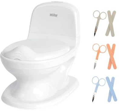 Nûby - My Real Potty - Vasino con Suono di Scarico Realistico & Set per la Cura delle Unghie del Bambino (Colore non selezionabile: Rosa, Grigio o Blu) - Pacco Promozionale
