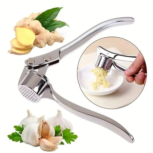 Goodiesltd Premium Garlic Press – Heavy Duty Stainless Steel Garlic & Ginger Crusher, No Peeling Needed, Ergonomic Handle, Rustproof, Dishwasher Safe, Easy to Clean, Large Capacity Mincer