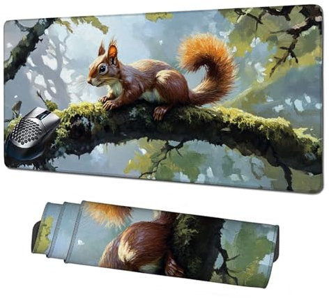 Alfombrilla Gaming,Alfombrilla Ratón Árbol Mouse Pad,Ardilla Alfombrilla Escritorio Grande 1600x800mm,Protector Escritorio Alfombrilla Antideslizante,Mejora Precisión y Velocidad,Accesorios PC X1-1760