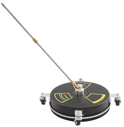 Flächenreiniger Hochdruckreiniger Oberflächenreiniger Reiniger aus Edelstahl für Edelstahloberflächen 15 Zoll Bodenreiniger 2 Düsen 4000 PSI mit 4 Rädern für Gassen Innenhöfen Terrassen