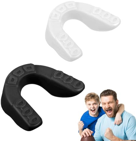 GNALIA Protège-Dents Pour Sport - 2 Pièces Noir Et Blanc 6X5X1.8Cm, Protection Dentaire Pour Rugby Boxe Enfants 9-15 Ans