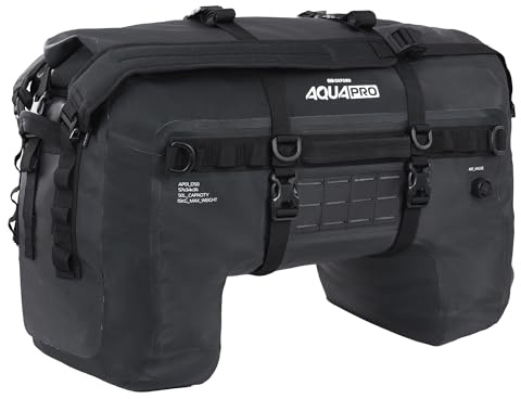 Oxford Aqua Pro D-50 Duffle Bag | Motorcycle Roll-top Pannier Tail Pack Motorbike Luggage, Black
