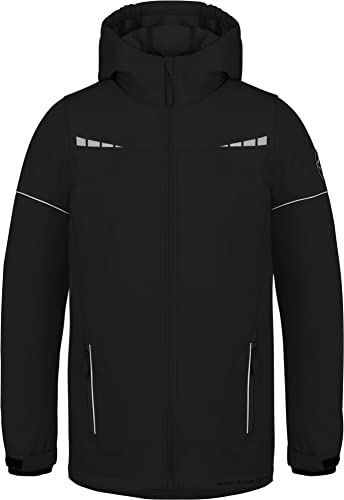 normani Kinder Winterjacke Wasserdichte Softshelljacke Skijacke Übergangsjacke Outdoorjacke mit Kapuze für Junge und Mädchen - Wassersäule: 11.000 mm Schwarz 158-164