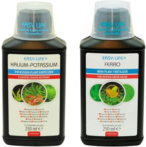 Easy Life Kalium & Ferro 2er Mix-Set – 250 ml Synergistisches Pflanzendünger-Duo für gesundes Aquarium, kräftige Pflanzen, klares Wasser, einfach anzuwenden, schützt vor Mangelerscheinungen