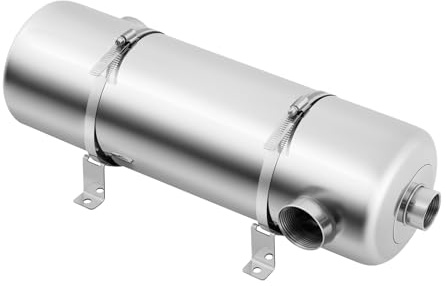 Babeenoo Intercambiador de calor de piscina de acero inoxidable, 60 kW, independiente, flujo de agua caliente, intercambiador de calor para piscina, calentador de piscina máx. 110 ℃