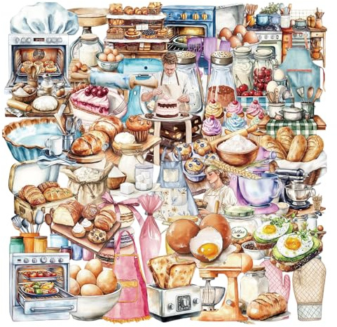 Bubaxuce Lustige Backaufkleber 100 Stück Realistische Transparente Bäckerei PET Aufkleber Süßer Wasserfester Aufkleber Für Laptop Bürobedarf Gepäck Scrapbooking