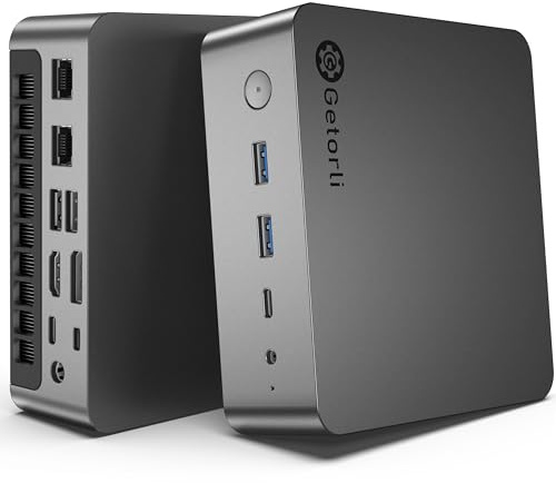 Getorli Mini PC AMD Ryzen 7 8745HS CPU Radeon 780M Graphics Compact Gaming PC 16GB DDR5 RAM 1TB NVMe SSD Small Desktop Computer Dual 2.5GLAN 4K HDMI DP Micro PCs WiFi 6 BT5.3 Prebuilt OS Office Home