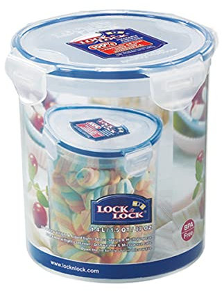 LocknLock CLASSIC Frischhaltedose | 1,4 L | Ø 14,2 x 14,7 cm | 100 % luft- und wasserdichte Vorratsdose | Spülmaschinen-, und Mikrowellengeeignet | BPA-Frei | 4-fach Sicherheits-Verschluss