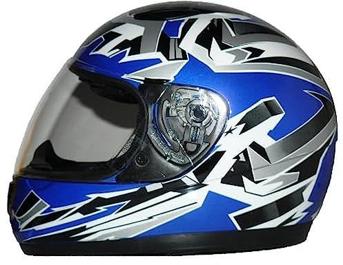 Protectwear SA03-BL-XS Kinder Motorradhelm, Integralhelm, Größe XS (YL 52-53cm), Blau/Weiß