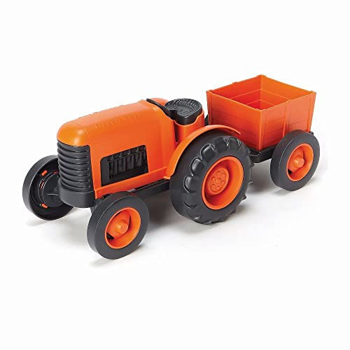 Green Toys 8601042 Traktor mit Anhänger, Bauernhof Trecker, nachhaltiges Spielfahrzeug für Kinder ab 12 Monaten