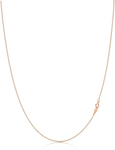 KEZEF collar de cadena de oro rosa para las mujeres, 1,3 mm de plata cadena de cable, 18 pulgadas, con cierre de anillo de resorte, de fabricación italiana