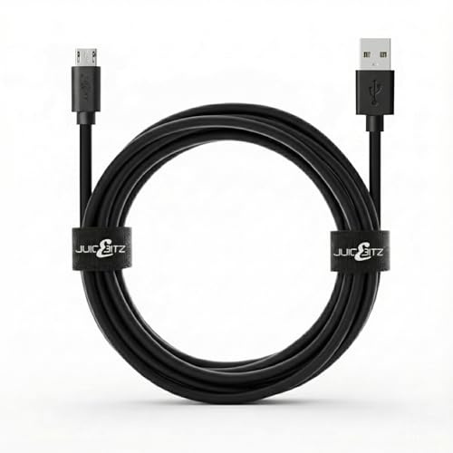 JuicEBitz 5m/16ft FAST 2.4A Micro USB Charger Cable compatible with Android Phones & Tablets: Samsung Galaxy A10 S7 S6 S5 Tab S2 TabA/LG W30 K50 / Cubot/HTC/Sony Xperia (Black)