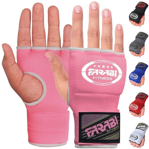 Farabi Sports Gel Padded Boxing Inner Gloves for Men & Women - Boxing Hand Wraps with 80cm Quick Elastic Wrist Strap - Under Mitts Handwraps for MMA, Muay Thai, Kickboxing, Punching & Martial Arts