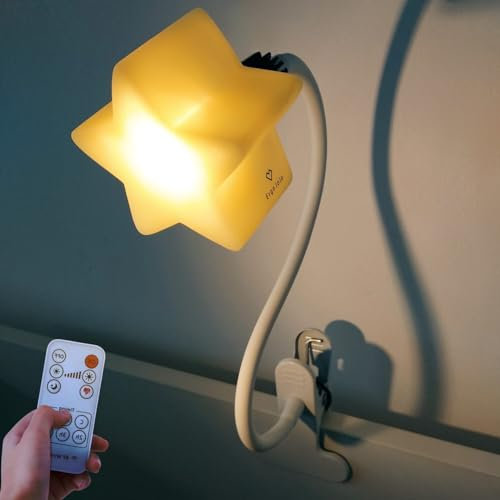 Ergojojo LED Clip On Star Light, a Unique Baby lamp - Ideal Breastfeeding, Night Light for Next to me Crib, Bedside Lamps, Bedroom Accessories, Reading & Desk lamp