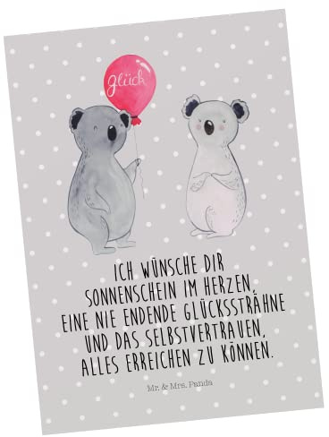 Mr. & Mrs. Panda Postkarte Koala Luftballon - Geschenk, Ansichtskarte, Postkarten, Party, Fotokarte, Ansichtskarten, Geburtstag, Grußkarte