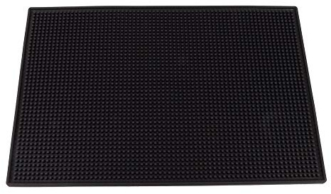 Dessous de verre en PVC - Tapis de bar carré en caoutchouc épais antidérapant - Tapis anti-gouttes pour tasse à thé - Imperméable - Tapis de bar de cuisine (taille L, noir)