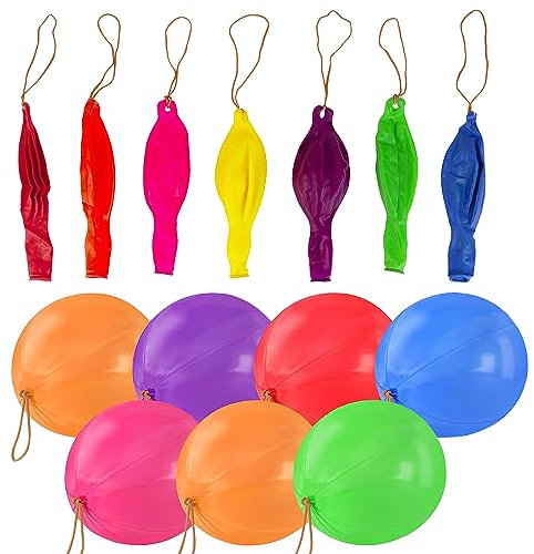 Trimming Shop 12 Punch Balloons for Kids Party Bag Fillers Assorted Colours Large Punch Balloons with Elastic Bands Latex Toy for Children Birthday, Baby Function, Wedding, Party Supplies, 50pcs