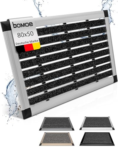 bomoe Fussabtreter Aussenbereich Alu Fußmatte 50x80 cm rutschfest Rostfrei AluGant Haustür Fußabtreter Außen Schuhabstreifer– Eingangsmatte Alu-Fußmatten Fußabstreifer Aussen Schuhabtreter Außen