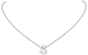 FindChic Buchstaben Kette Silber S Kette Damen Initialen Kette Mini Alphabet Anhänger Glücksbringer Kette Modeschmuck für Sie Mädchen Mama Freundin Familien