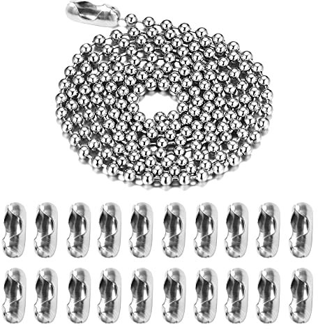 Clyhon Kugelkette Durchmesser Kugelkette Edelstahl Meterware Durchmesser Perlenkette Verlängerung Perlen Rollenkette mit 20 Passenden Anschlüssen (3 Meter / 9,8 Fuß)