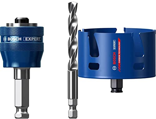 Bosch Professional 1x Expert Power Change Plus Lochsäge-Systemadapter (Ø 7,15 mm) + 1x Expert Construction Material Lochsäge (für Weichholz, Ø 114 mm, Zubehör Schlagbohrmaschine)