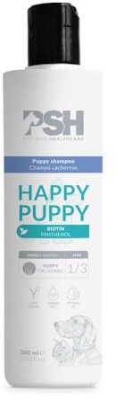 PSH Happy Puppy - Champú para Cachorros Perros y Gatos - Hidratante y Nutritivo - con Biotina, Levadura y Vitamina B5 - Piel Sensible - Uso Frecuente - Vegano - 300 ml