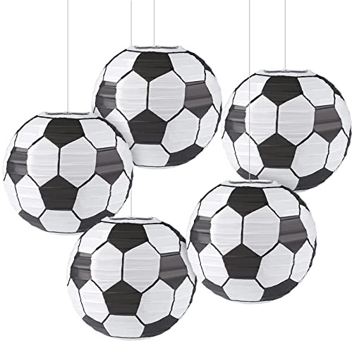 Kesote 5X Lampions Fußball Laterne Papier 12 Zoll Papierlaterne Hängedeko für Weltmeisterschaft Kinder Geburtstag Party Dekoration (30,5 cm)