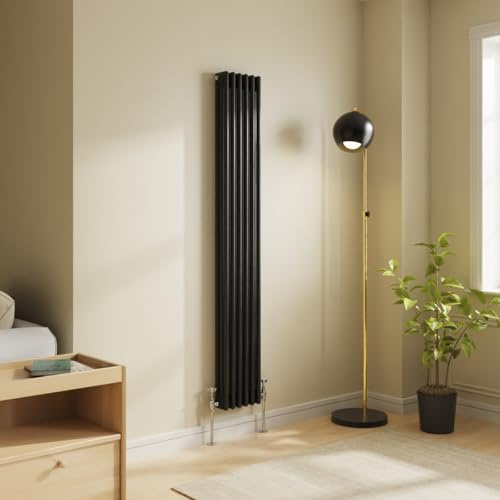 NRG 1800 x 290mm Traditional Cast Iron Style Radiator Black 3 Column | Column Radiator, Central Heating Rad, Wall Mounted, Tall Radiator, Vertical Radiator, for Kitchen, Living Room, Bathroom