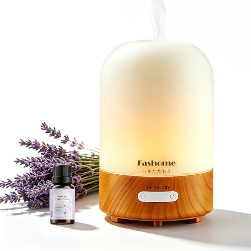 Fashome Ultraschall Aroma Diffusor mit Handgefertigtem Glas - 100ml Luftbefeuchter für Ätherische Öle,Automatische Abschaltung,3 Nebel- & Lichtmodi,Leiser Betrieb für Zuhause (Weiß)