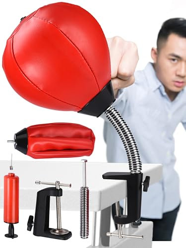 Gamma OfficeWorld - Mini Sacco da Boxe Antistress da Tavolo con Morsetto Sospeso o in Piedi