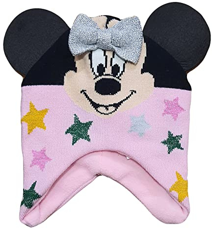 Sun City Minnie Mouse Baby Mädchen Winter-Mütze Strick-Mütze, Farbe:Rosa, Größe:48