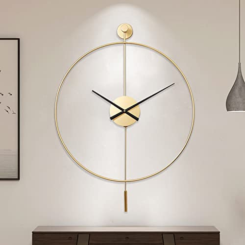 TickTime Classical Large Decorative Wall Clock with Pendulum, Modern Non-Ticking Silent Metal Wall Clocks for Living Room, Bedroom, Study, Office, 20 inch