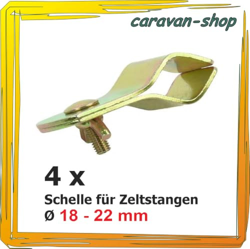 4 x Rohrschelle 18-22 mm, Rohrklemme Schelle Zeltstange - Vorzelt, Camping