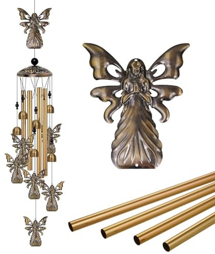Bronze-Engel-Windspiel, Dekoration, mobile Segens-Windglocken, Dekoration, Trauer-Windfänger, Gedenkgeschenke für Mutter, Oma, Frau (Hauseinweihung/Außen/Innen/Zuhause/Zimmer/Veranda/Hof