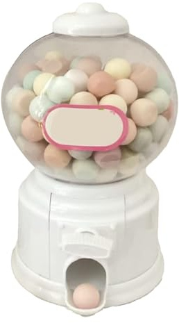 Pomya Kids Candy Dispenser, Space Saving Interactive Retro Design Kids Vending Machine Toy for Family (White)
