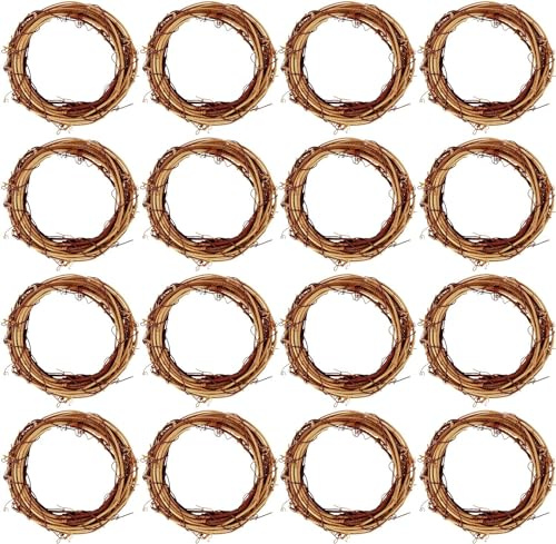 Juego de coronas de vid, 16 piezas de corona de ramas de vid natural, guirnalda de corona de ratán para Navidad, vacaciones, manualidades, decoración de boda