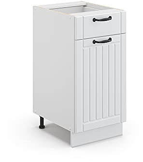 Vicco Midischrank Fame-Line, Weiß Landhaus, 40 x 82 cm | ohne Arbeitsplatte, zur Aufbewahrung von Badutensilien und Reinigungsmitteln