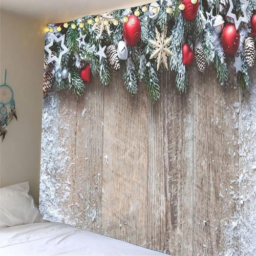 Pechiwuo Weihnachtskugeln Wandteppich Schneeflocke Wandbehang Weihnachten Wandtuch Aesthetic mit Muster Wandteppiche 3D Tapisserie Tapestry für Schlafzimmer Wohnzimmer Wohnheim Deko 220 x 240 cm E79