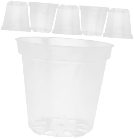 KONTONTY 6pièces Pots De Fleurs Transparents Plastique Lot de Pots pour Orchidées avec Drainage pour Plantes Intérieur Et Extérieur