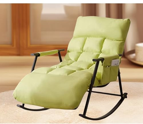 VIYOLI Schaukelstuhl Outdoor,relaxsessel Wohnzimmer Mit Liegefunktion, Lesesessel Bequem,relaxliege Schlafzimmer Wohnzimmer Mit Extra Großer Aufbewahrungstasche，Tragfähigkeit 150 Kg(Green)