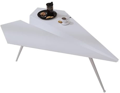 Table d'appoint de canapé en fer, petite table basse de salon en forme d'avion créative, table de loisirs en laque de cuisson simple for chambre à coucher, table décorative d'hôtel(B,105X72X38CM)