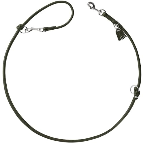 HUNTER Verstellbare Hundeführleine Round & Soft MÜNCHEN, rundgenähte Leder Hundeleine, besonders weich & geschmeidig, 3-Fach verstellbar, Made in Germany, Farbe: grün, Größe: 6/200