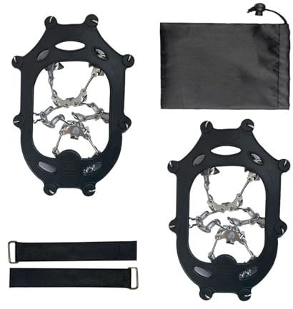 GSCLZ Steigeisen 1 Paar EIS-Steigeisen, leichte 24-Zähne-Bergsteigerstollen mit Tragetasche, Eisstollen for Wandern, Klettern, Joggen auf Schnee, EIS(Black XL)