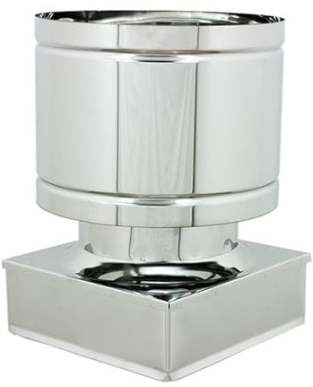 ALLINOX Comignolo Antivento Base Quadra Acciaio INOX AISI 304 Terminale A Botte Antipioggia Per Camino (45x45)