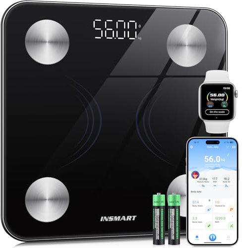 INSMART Bathroom Weighing Scales For Body Weight, Smart Digital Bluetooth Body Fat Scale Machine for Body Composition Analyzer with APP for Fitness Accurate Bmi Health Electronic (ST:LB/LB/KG)
